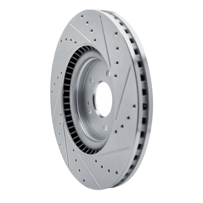 Hyundai Sonata Brake Rotor (1) - Front Left - R1 Concepts - Drilled & Slotted - Silver - `21-`26